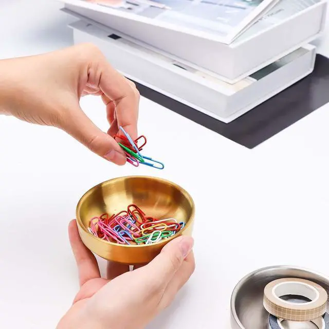 Alt view image 4 of 7 - NatSumeBasics Gold Paper Clip Holder Dispenser & 30 Paper Clips | Stainless Steel, Elegant Desk Organizer Accessories Supplies for School Office Home