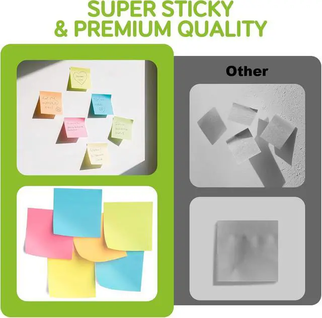Alt view image 3 of 7 - Stick Notes 3x3, Bright Color Stick Notes, 18 Pads, Super Sticky & Recyclable, for Home, Office, School