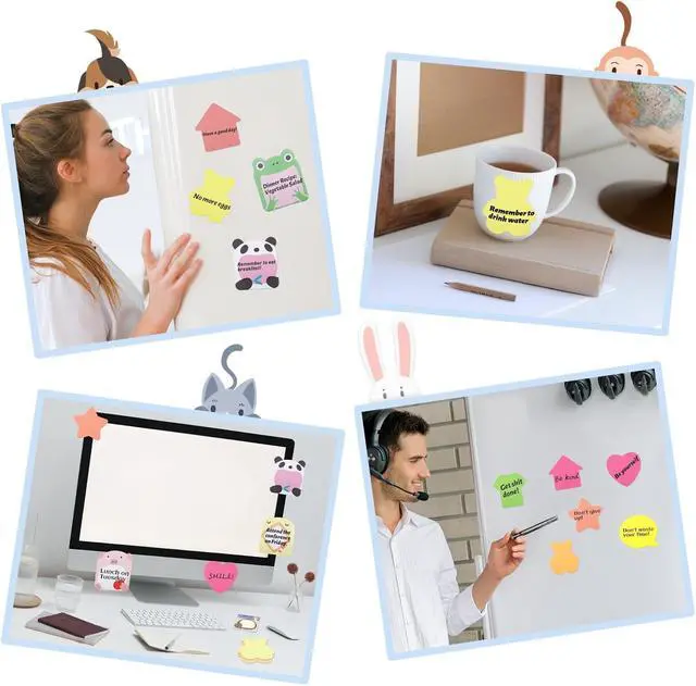 Alt view image 5 of 7 - 14 Pads Sticky Notes, Self-Stick Removable | 100 Sheets 6 Pad Different Shaped Memo, 20 Sheets 8 Pad Animal Notes