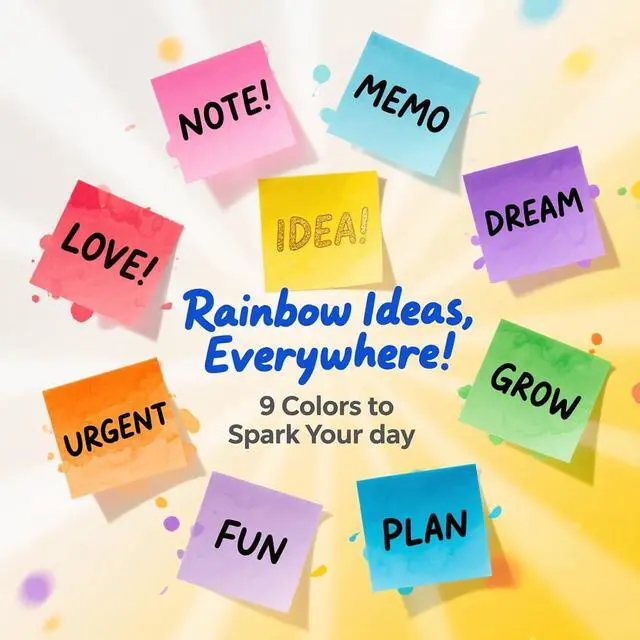Alt view image 7 of 7 - Stick Notes 3x3, Bright Color Stick Notes, 18 Pads, Super Sticky & Recyclable, for Home, Office, School