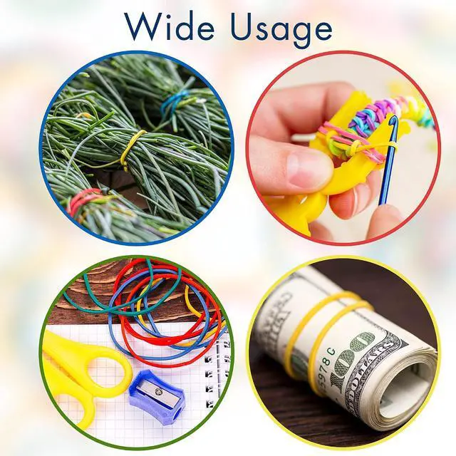 Alt view image 7 of 7 - LotFancy Rubber Bands, 600PCS Size 16 (2 1/2" x 1/16") Elastic Durable Colored Rubber Bands for Office Supplies, Tie Dye