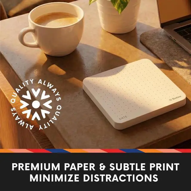 Alt view image 3 of 7 - Notsu Dot Grid Sticky Notes 4pk | Premium Thick Paper 120gsm | Dotted Memo Pads with Date, 3" x 3"