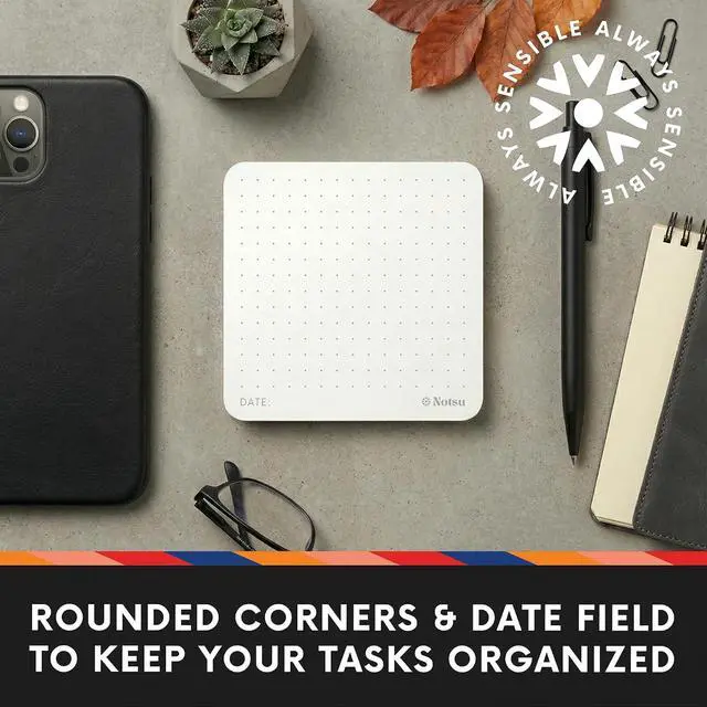 Alt view image 4 of 7 - Notsu Dot Grid Sticky Notes 4pk | Premium Thick Paper 120gsm | Dotted Memo Pads with Date, 3" x 3"