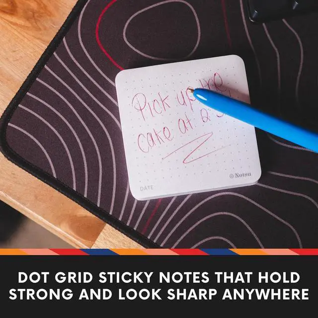 Alt view image 7 of 7 - Notsu Dot Grid Sticky Notes 4pk | Premium Thick Paper 120gsm | Dotted Memo Pads with Date, 3" x 3"