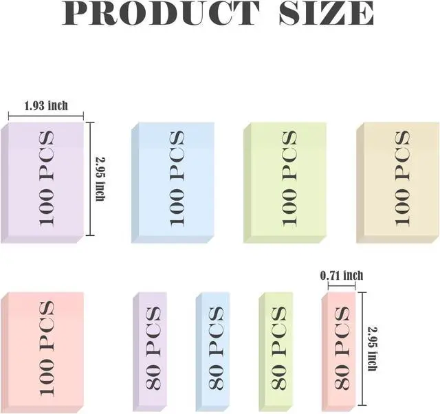 Alt view image 2 of 7 - BAYTORY 6 Pads Pastel Sticky Notes, Small Self-Stick Note (3x2 & 3x0.7 in) | Index Tabs Easy to Post for School Office Notebook