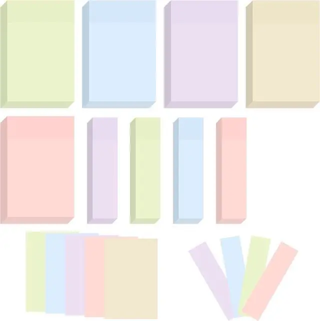 Main image of BAYTORY 6 Pads Pastel Sticky Notes, Small Self-Stick Note (3x2 & 3x0.7 in) | Index Tabs Easy to Post for School Office Notebook