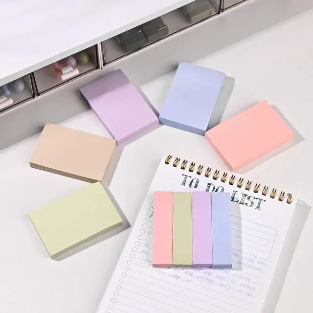 Alt view image 6 of 7 - BAYTORY 6 Pads Pastel Sticky Notes, Small Self-Stick Note (3x2 & 3x0.7 in) | Index Tabs Easy to Post for School Office Notebook