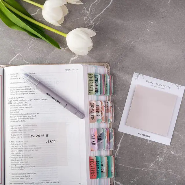 Alt view image 3 of 7 - DiverseBee 50 Sheets Pastel Transparent Sticky Notes, 3x3 Clear Sticky Tabs, Translucent Page Flags Book Markers Stickers, Planner Accessories, Bible Journaling Study Office School Supplies (Pearl)