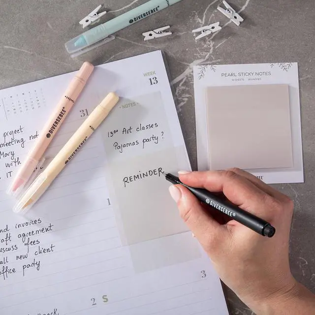 Alt view image 5 of 7 - DiverseBee 50 Sheets Pastel Transparent Sticky Notes, 3x3 Clear Sticky Tabs, Translucent Page Flags Book Markers Stickers, Planner Accessories, Bible Journaling Study Office School Supplies (Pearl)