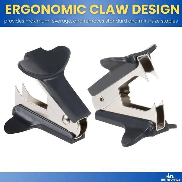 Alt view image 2 of 7 - 1InTheOffice Staple Remover, Claw Staple Remover, Staple Remover Tool, Black, 6 Pack