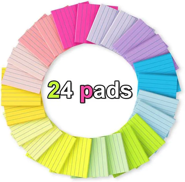 Alt view image 2 of 7 - (24 Pack) Lined Sticky Notes 3x3 in,Bright Notepads with Lines | Ruled Stickies,Super Sticking Power,Office School Memo Note Pads,Post on Windows Doors,Recyclable,Easy to Write on