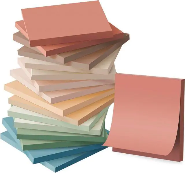 Main image of (16 Pack) Sticky Notes 3x3, Vintage Colors, Sticky Pads, Recyclable | Easy to stick for Home, Office, Notebook