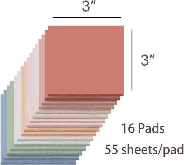 Alt view image 2 of 7 - (16 Pack) Sticky Notes 3x3, Vintage Colors, Sticky Pads, Recyclable | Easy to stick for Home, Office, Notebook