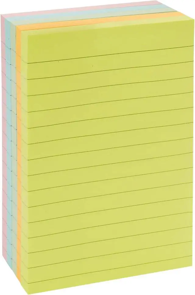 Alt view image 4 of 7 - Amazon Basics Lined Sticky Notes, 4x6" Self-Stick Pads with Clean Removal Adhesive for To Do List, Home, Office, Notebook, Assorted Colors, 100 Sheets/Pad, Pack of 5