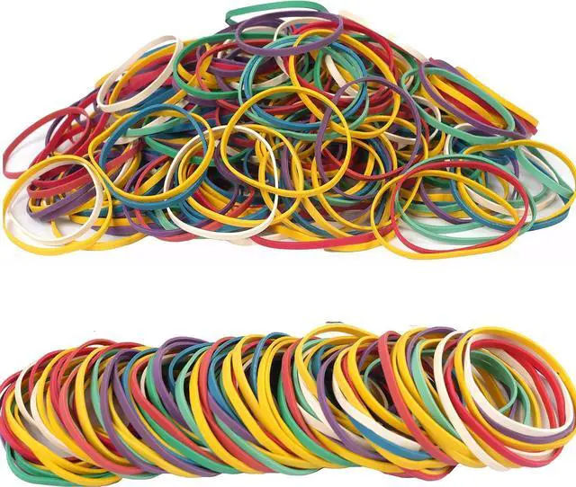 Main image of AIWOQI Rubber Bands 250pcs size 33 Elastic Band Strong for Office Supplies | Rubber Bands for Office School Home Blue Green Purple Yellow White Red