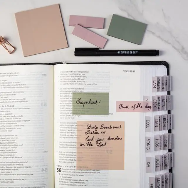 Alt view image 2 of 7 - DiverseBee Transparent Sticky Notes Set with Quick Dry Pen (Pastel) | Clear Sticky Tabs, Translucent Page Flags Book Markers Stickers, Planner Accessories Bible Journaling Study Office Supplies