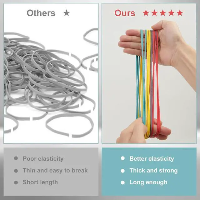 Alt view image 4 of 7 - Decymis Large Rubber Bands Heavy Duty, 120 Pcs, 7 Inch, Office Supplies | Big Colored Rubber Bands Heavy Duty for Office File Folders,Trash Can or Rubber Band Ball