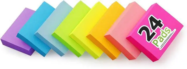 Main image of 24 Pads Sticky Notes, 1.5x2 in, 8 Bright Colors, Total 1920 Sheets | Suitable for home, office, notebooks, and school