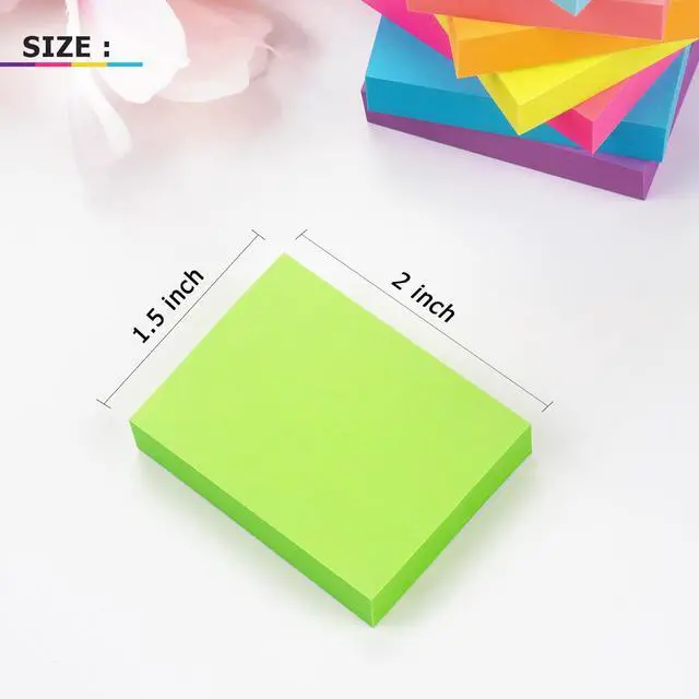 Alt view image 2 of 7 - Sticky Notes 1.5x2 in, Bright Colors Self-Stick Pads 8 Pads, 100 Sheets/Pad | Suitable for Home, Office, Notebooks, and School