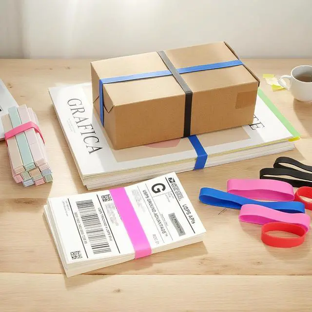 Alt view image 6 of 7 - LotFancy Rubber Bands Assorted Size, 4 Sizes Size84, Size82, Size 94, Size 105, Heavy Duty Colored Rubber Bands for Office Supplies