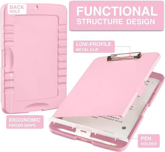 Alt view image 2 of 7 - Sooez Clipboards with Storage, High Capacity Clip Boards 8.5x11 with Storage, Heavy Duty Nursing Clipboard Folder, Plastic Clipboard with Pen Holder for Women Teachers Work, School & Office Supplies