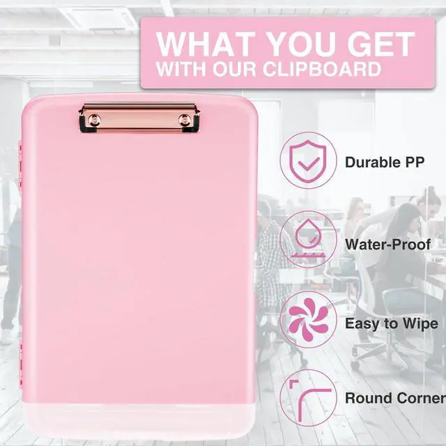 Alt view image 4 of 7 - Sooez Clipboards with Storage, High Capacity Clip Boards 8.5x11 with Storage, Heavy Duty Nursing Clipboard Folder, Plastic Clipboard with Pen Holder for Women Teachers Work, School & Office Supplies