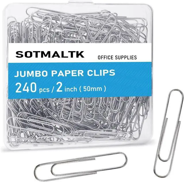 Main image of Jumbo Paper Clips, 240pcs 2 Inch Large Silver Paper Clip, Big PaperClips for Paperwork Office School and Personal Use