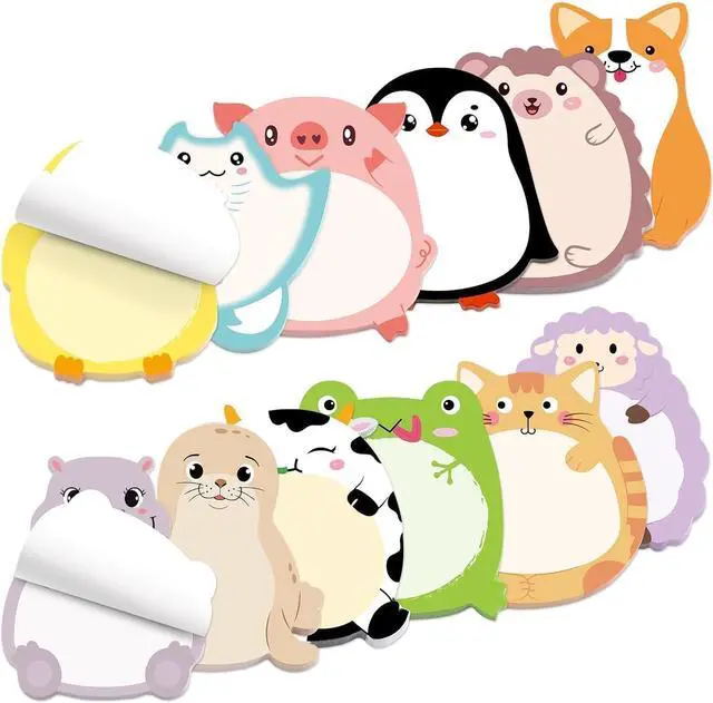 Main image of Fancy Land 24 Pads Cute Sticky Notes Animals Memo Pads Office Supplies | Self Sticky Notepads, 720 Sheets, Page Markers Flags, For Home Office Supplies