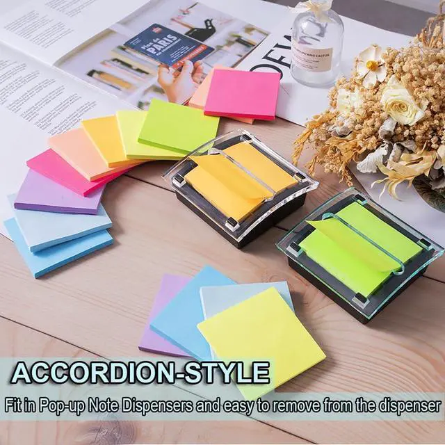 Alt view image 4 of 7 - (18 Pack) Pop Up Sticky Notes Refill,Bright 3x3 in Accordion Stickies | Office School Memo Note Pads,Post on Windows Doors,Foldable,Easy to Write on, Super Sticking Power
