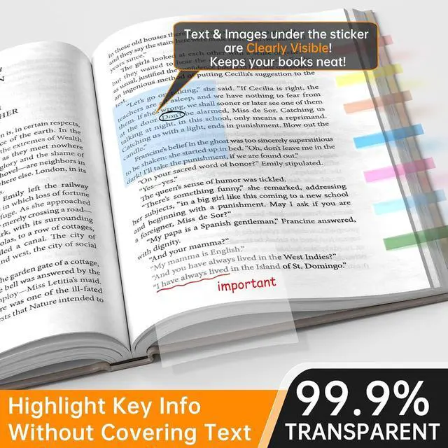 Alt view image 2 of 7 - 10 Pack Transparent Sticky Notes (with Sticky Tabs & Pen), MEIGAONE Clear Sticky Note 3x3 5X Strong Adhesion, Waterproof Translucent Sticky Note Office,School Supplies, 50 Sheets/Pad