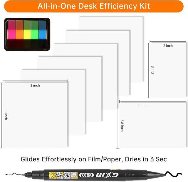 Alt view image 7 of 7 - 10 Pack Transparent Sticky Notes (with Sticky Tabs & Pen), MEIGAONE Clear Sticky Note 3x3 5X Strong Adhesion, Waterproof Translucent Sticky Note Office,School Supplies, 50 Sheets/Pad
