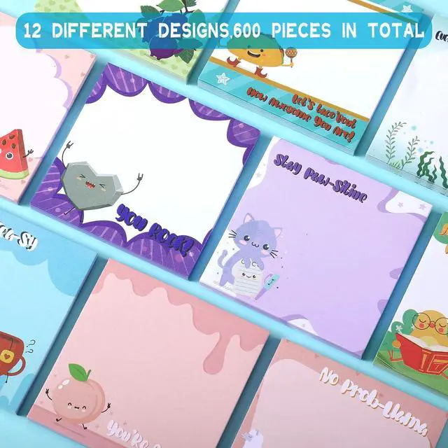 Alt view image 3 of 7 - 12 Pcs Fun Inspirational Sticky Notes 3 x 3 Inch Motivational Notepads Cute Post Positive Appreciation Sticky Notes Positive Gifts for Teacher Nurse Coworkers Studying Supplies(Vivid Style)