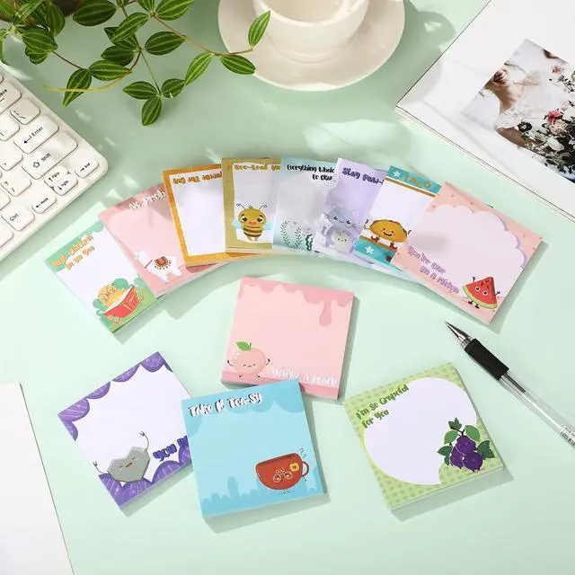 Alt view image 4 of 7 - 12 Pcs Fun Inspirational Sticky Notes 3 x 3 Inch Motivational Notepads Cute Post Positive Appreciation Sticky Notes Positive Gifts for Teacher Nurse Coworkers Studying Supplies(Vivid Style)