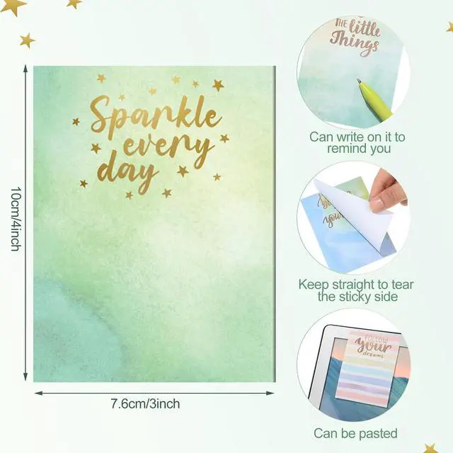 Alt view image 2 of 7 - 12 Pieces Appreciation Sticky Notes 3 x 4 Inch Fun Motivational Inspirational Positive Modern Cute Encouragement to Do List Notepad for Shopping List Study Planner 30 Sheets Each(Dreamy Style)