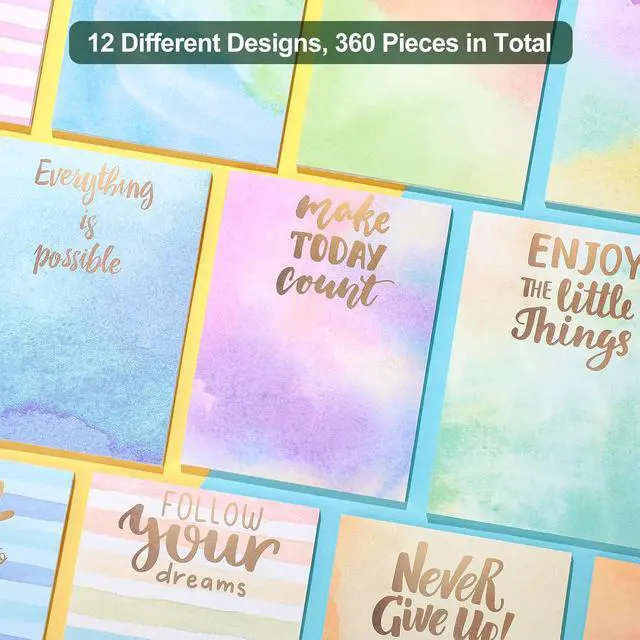 Alt view image 3 of 7 - 12 Pieces Appreciation Sticky Notes 3 x 4 Inch Fun Motivational Inspirational Positive Modern Cute Encouragement to Do List Notepad for Shopping List Study Planner 30 Sheets Each(Dreamy Style)