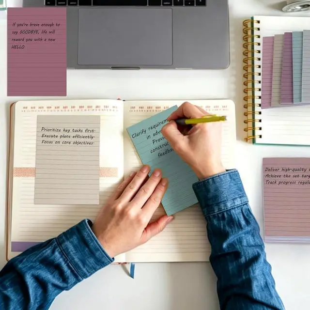 Alt view image 2 of 7 - 12 Pack Lined Sticky Note Pads 4x6 in, 6 Vintage Colors Sticky Notes with Lines, Self-Stick Note Pads, Large Rectangular Post it Notes for Office, School, Home, Study & Organization (30 Sheets/Pad)
