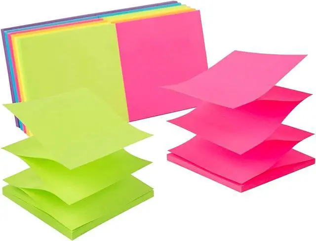 Main image of (12 Pack) Pop-up Sticky Notes 3x3 in,Bright Colors | Super Sticking Power Memo Pads, 6 Colors, Strong Adhesive