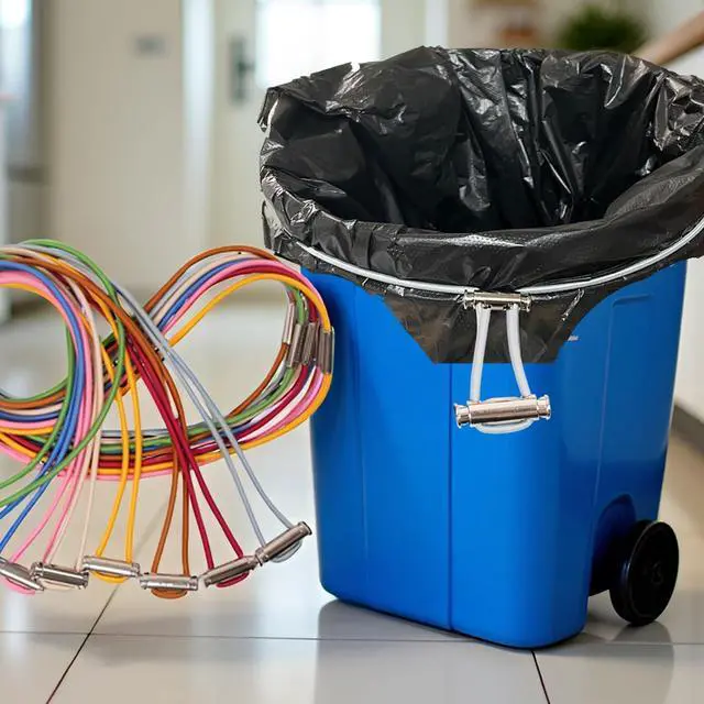 Alt view image 7 of 7 - Garbage Can Bands Trash Can Bands Set of 8, Adjustable Large Trash Can Rubber Bands Fits 8-33 Gallon Kitchen Office