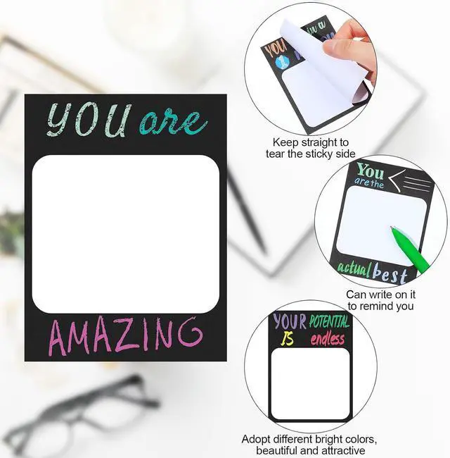 Alt view image 3 of 7 - Spakon 12 Pcs Inspirational Sticky Notes, Back to School Employee Appreciation Gifts Bulk Motivational Cute Personalized Notepads for Teacher Coworker Office Travel Supplies 3 x 4'' (Classic Style)