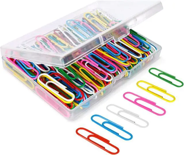 Main image of AnutriON Paper Clips, 180 Pack Medium Size Paper Clips 1.3 Inch | Assorted Color Coated Paper Clips Great for Office School Document Organizing, Boxed