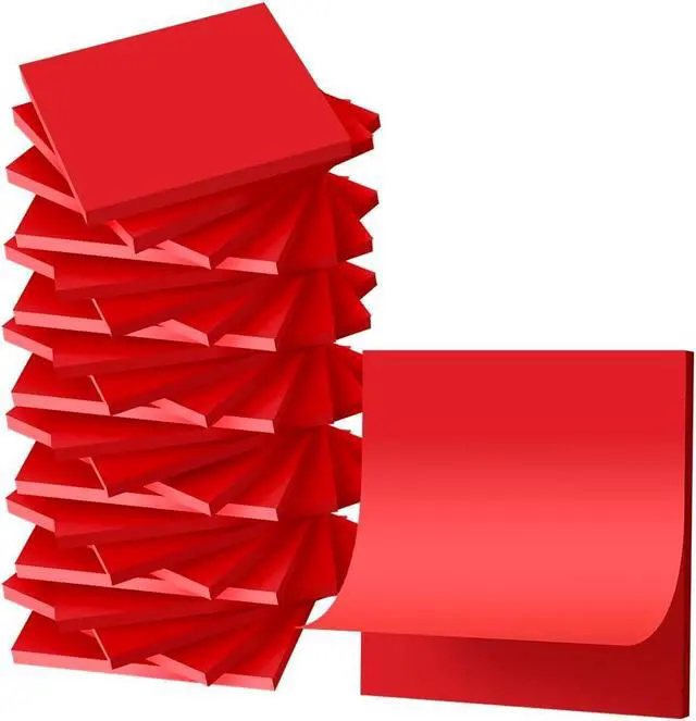 Main image of (24 Pads) Sticky Notes 3x3 inch, Self-Stick Pads Bright Colors Sticky Note | Recyclable, Easy to Post for Home, Office, Notebook (Red)