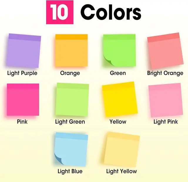 Alt view image 2 of 7 - 30 Pads Sticky Notes 3x3, Self-Stick Pads Bulk Bright Colors, School Supplies, Office Products, 50 Sheet/Pad