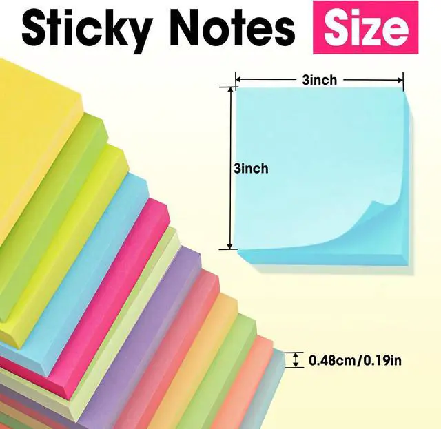 Alt view image 3 of 7 - 30 Pads Sticky Notes 3x3, Self-Stick Pads Bulk Bright Colors, School Supplies, Office Products, 50 Sheet/Pad