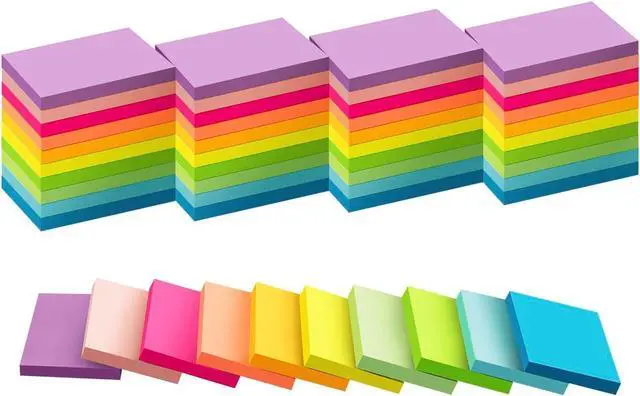 Main image of (50 Pads) Sticky Notes 1.5x2, 10 Colors Self Sticky Notes, Sticky Pads | Easy to Post for Home, Office, Notebook