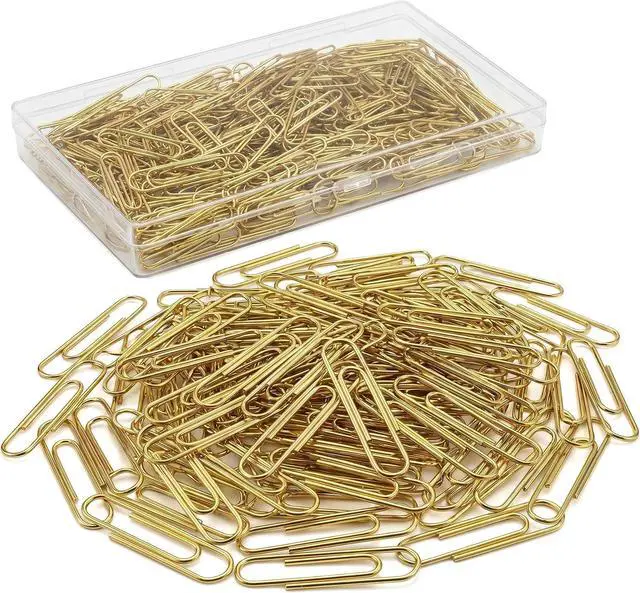 Main image of 300 PCS Gold Paper Clips, Durable and Rustproof, Great for Office School Organizing (1.3 inch)