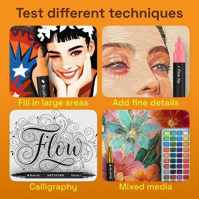 Alt view image 5 of 7 - ARTISTRO 36 Dual-Tip Acrylic Paint Marker Pens for Drawing | For Fabric, Rock, Glass, Wood, & Molds, Arts & Crafts Gift for Adults, Teens, & Kids, Classroom Must Haves & School Supplies