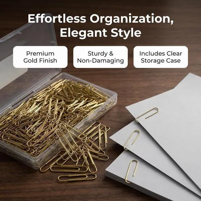 Alt view image 4 of 6 - 300 PCS Gold Paper Clips, Durable and Rustproof, Great for Office School Organizing (1.3 inch)