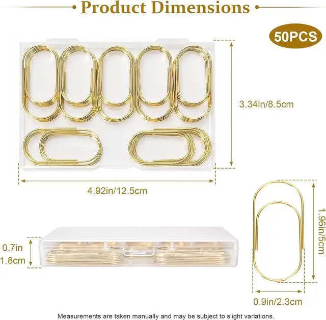 Alt view image 4 of 7 - 50 Pcs Jumbo Paper Clips 2 Inch (50mm), Large Gold Paperclips, Non-Skid Smooth Steel Wire, Oversized Wide Clips for Office School Planner Bookmarks