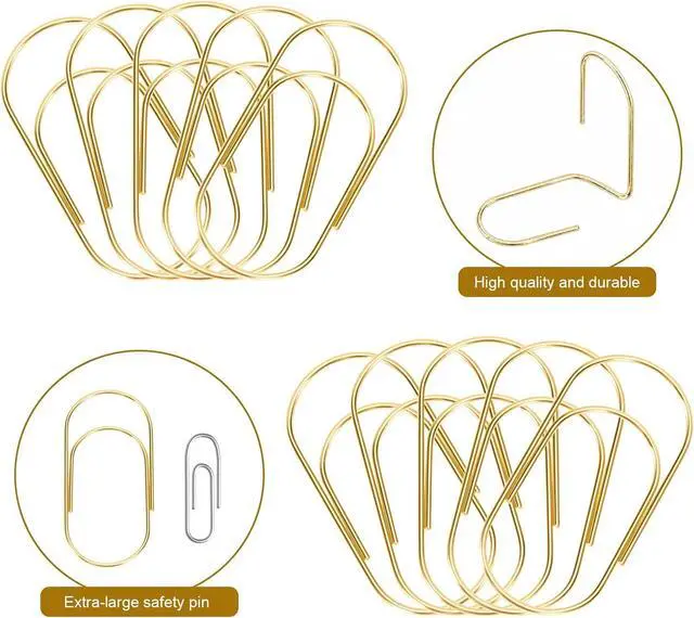 Alt view image 6 of 7 - 50 Pcs Jumbo Paper Clips 2 Inch (50mm), Large Gold Paperclips, Non-Skid Smooth Steel Wire, Oversized Wide Clips for Office School Planner Bookmarks