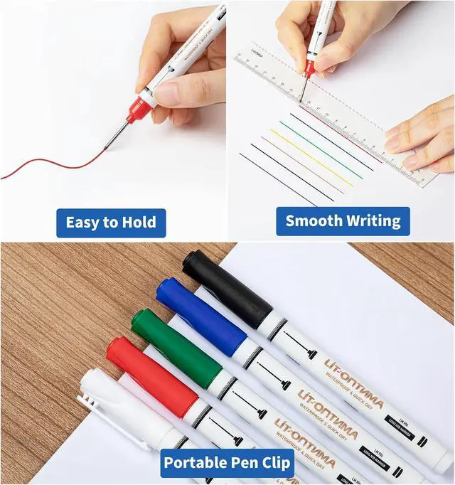 Alt view image 4 of 7 - 15 Pack 8 Colors Long Nib Marker Pens 20mm Extra Long Head | Deep Hole Markers Fine Tip Paint Markers, Quick-Dry Construction Marking Pen for Metal, Wood, Glass & More